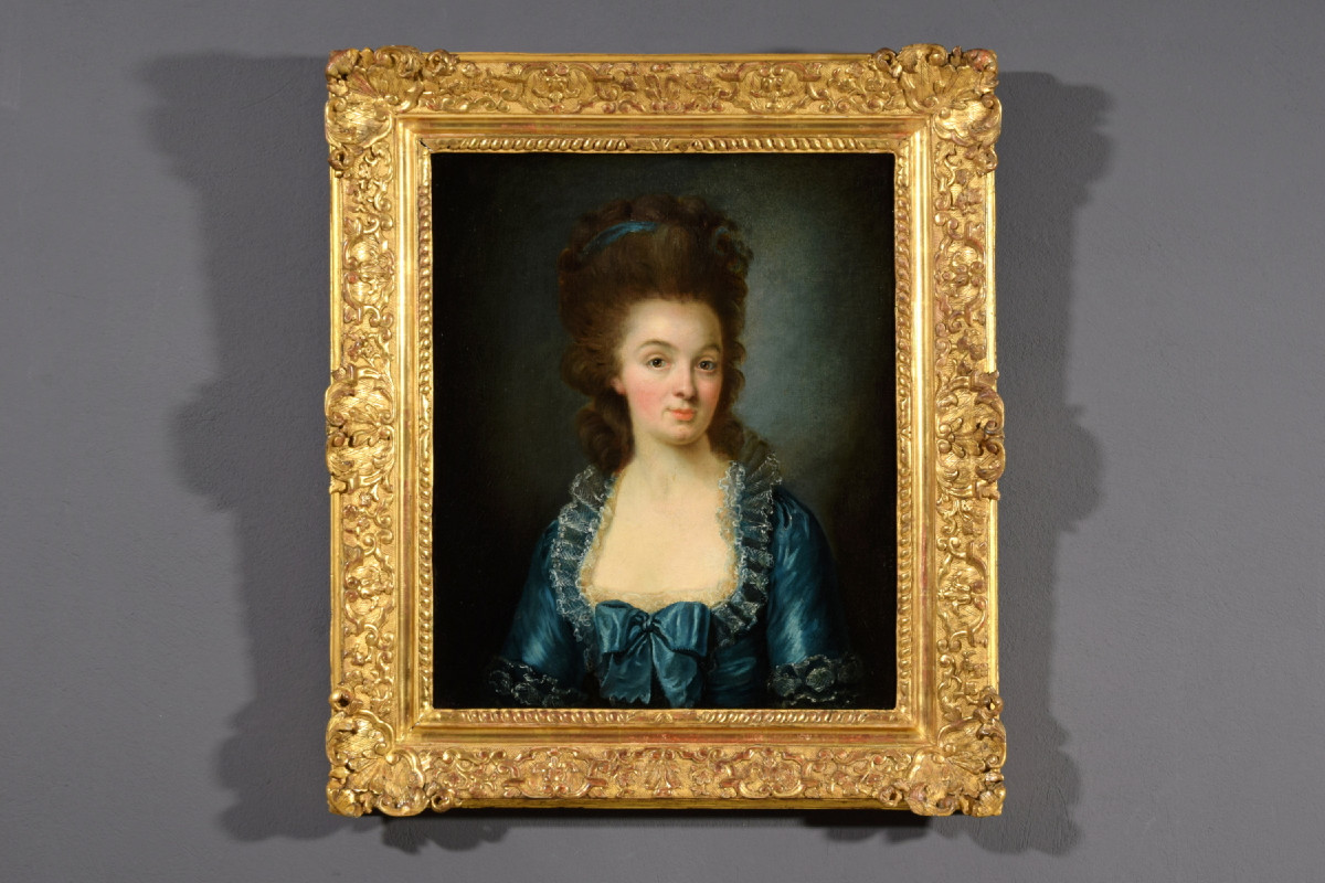 Portrait Of A Young Woman In A Blue Dress, France, Late 18th Century-photo-2