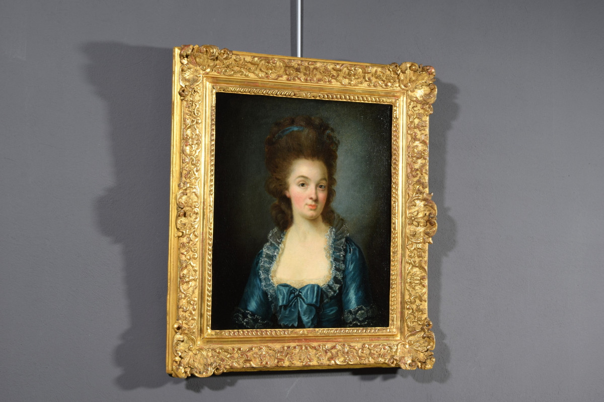 Portrait Of A Young Woman In A Blue Dress, France, Late 18th Century-photo-3