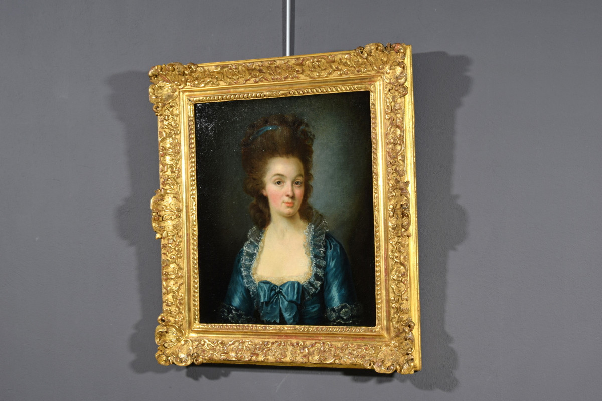 Portrait Of A Young Woman In A Blue Dress, France, Late 18th Century-photo-4