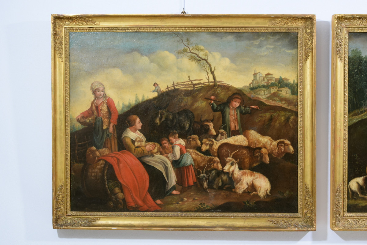18th Century, Pair Of Italian Painting With Pastoral Scenes, Londonio School-photo-2