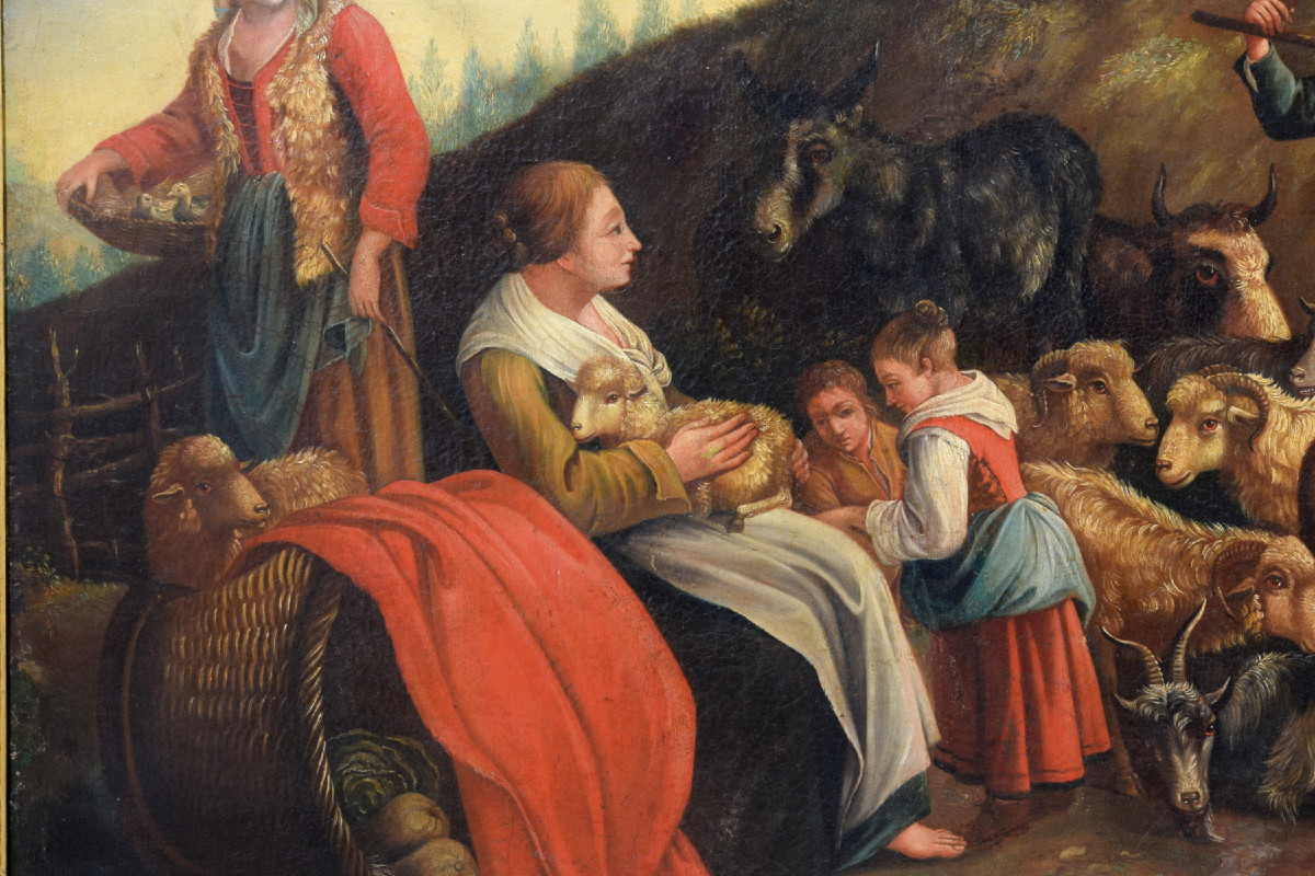 18th Century, Pair Of Italian Painting With Pastoral Scenes, Londonio School-photo-3