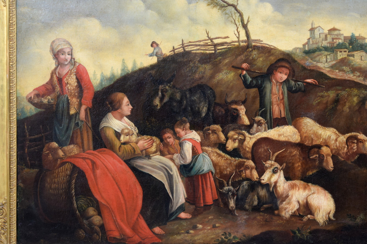 18th Century, Pair Of Italian Painting With Pastoral Scenes, Londonio School-photo-7