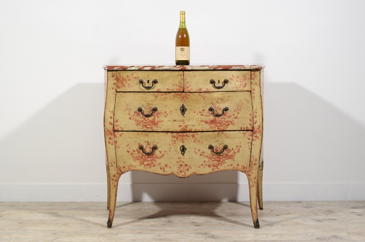 18th Century, Italian Polychrome Lacquered Wood Chest Of Drawers -photo-5