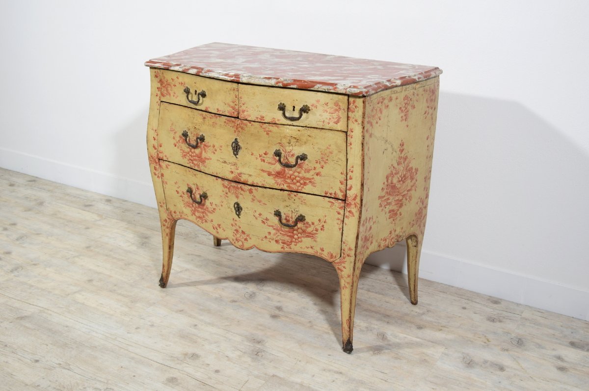 18th Century, Italian Polychrome Lacquered Wood Chest Of Drawers -photo-8