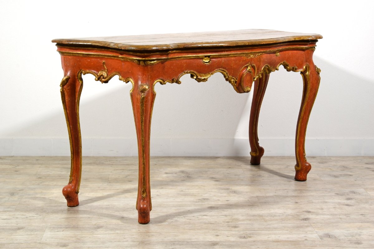 18th Century, Italian Baroque Wood Laquered Consolle-photo-2