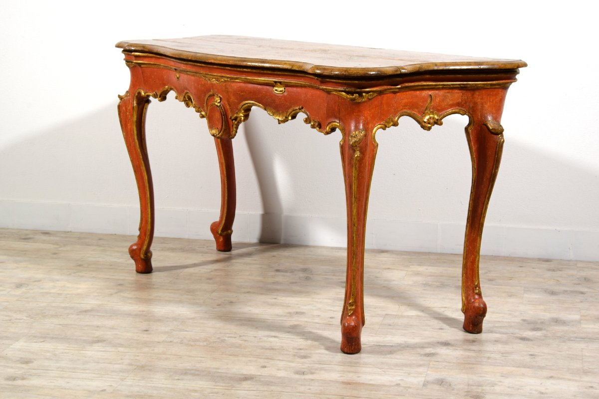 18th Century, Italian Baroque Wood Laquered Consolle-photo-4
