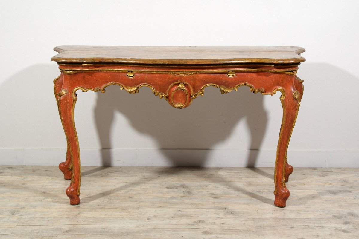 18th Century, Italian Baroque Wood Laquered Consolle-photo-7