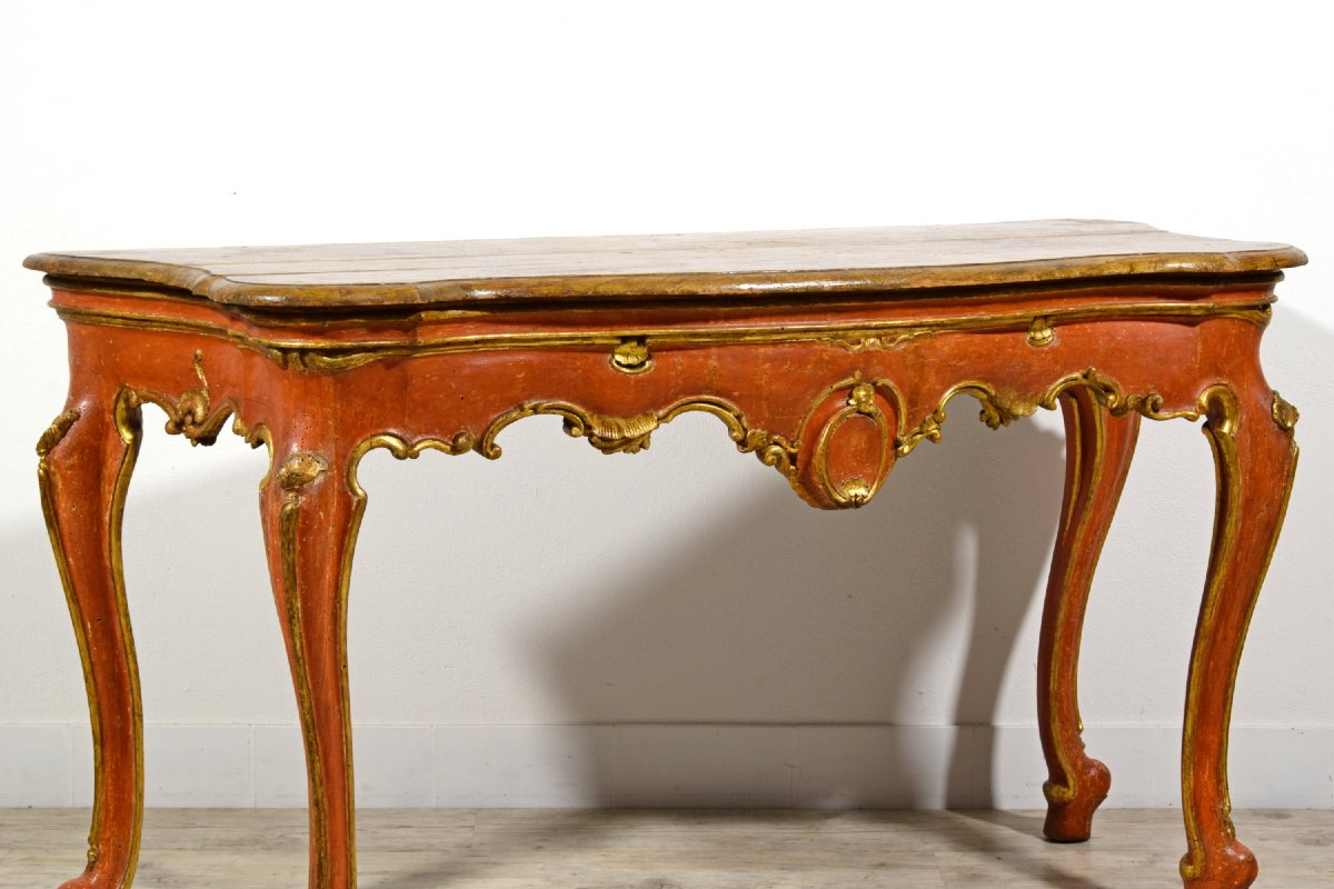 18th Century, Italian Baroque Wood Laquered Consolle-photo-8
