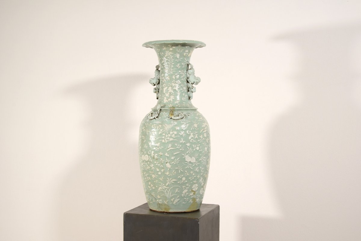 Grand vase en porcelaine céladon, Chine, XIXe siècle-photo-1