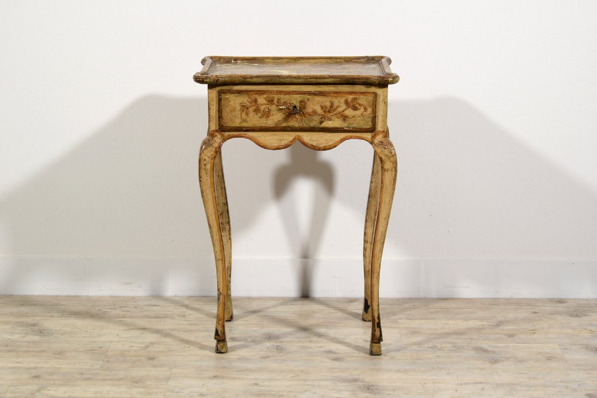 18th Century, Two Italian Rococo Lacquered Wood Side Table Or Night Stands-photo-7