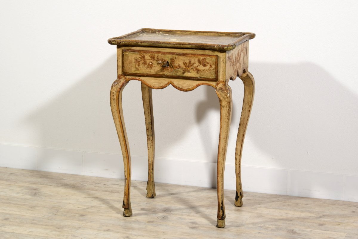 18th Century, Two Italian Rococo Lacquered Wood Side Table Or Night Stands-photo-8