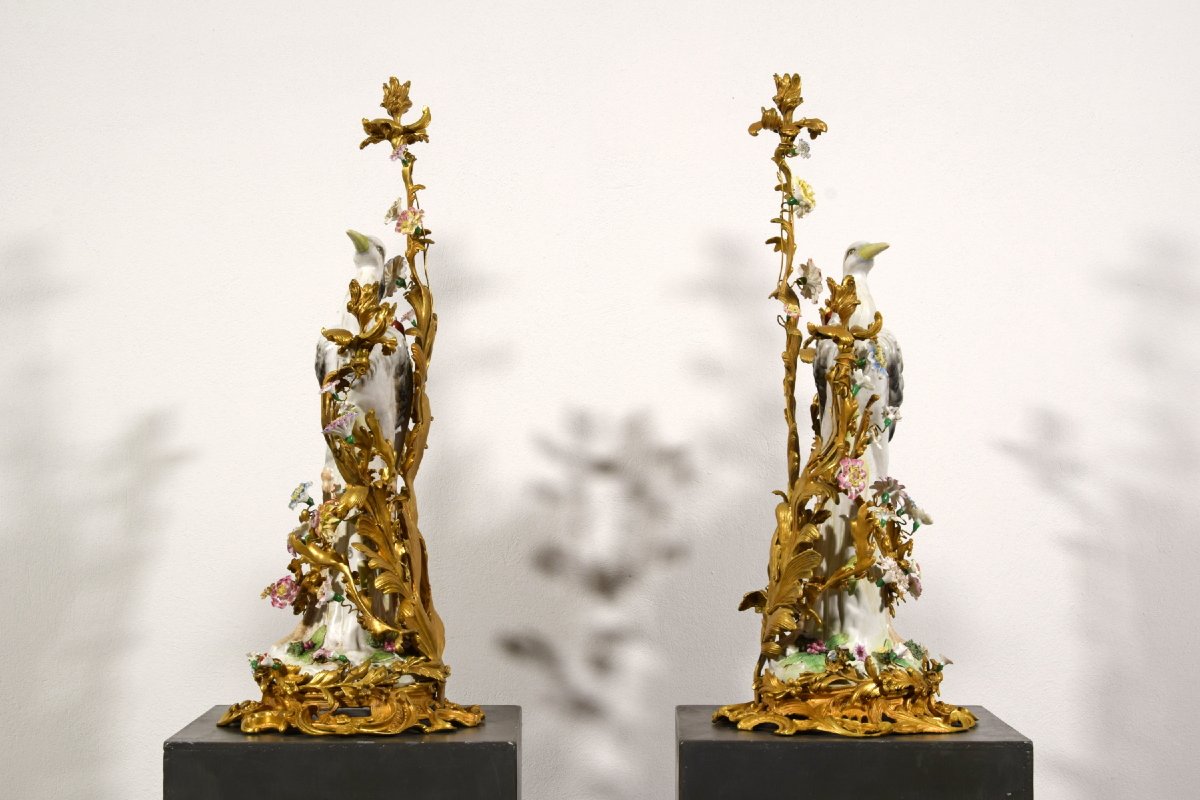 19th Century Pair Of French Large Gilt Bronze And Porcelain Candelabras -photo-3