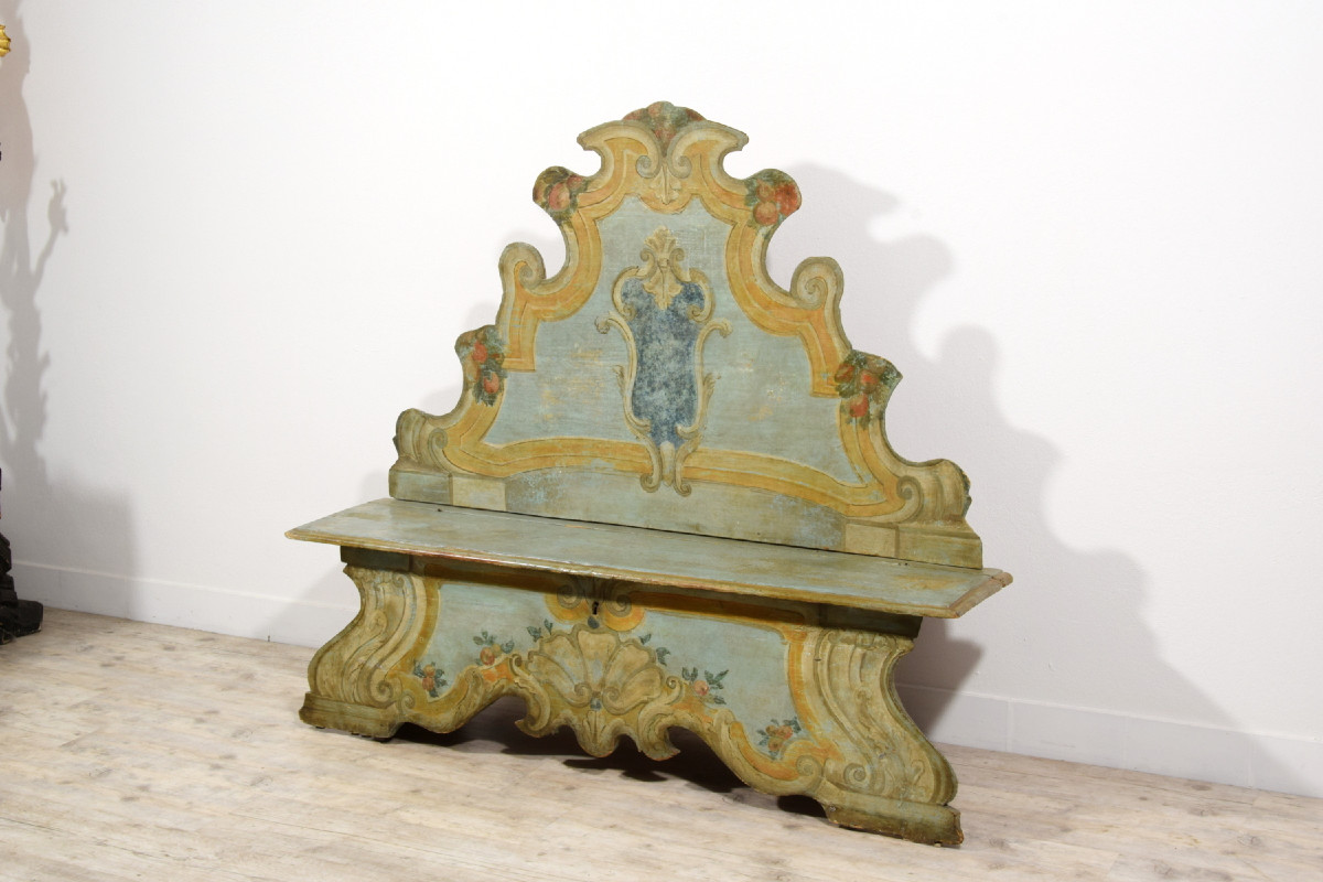  Banc en bois laqué, Vénétie, première moitié du XVIIIᵉ siècle-photo-2