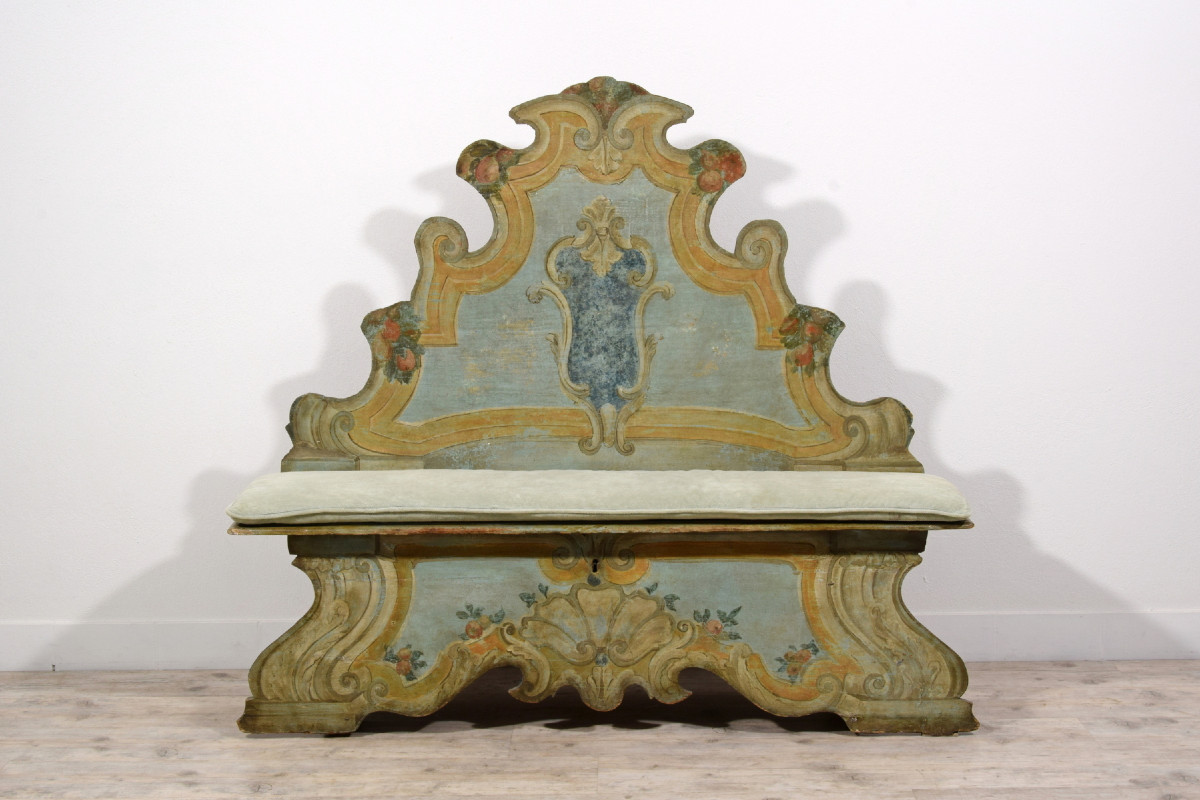  Banc en bois laqué, Vénétie, première moitié du XVIIIᵉ siècle-photo-4