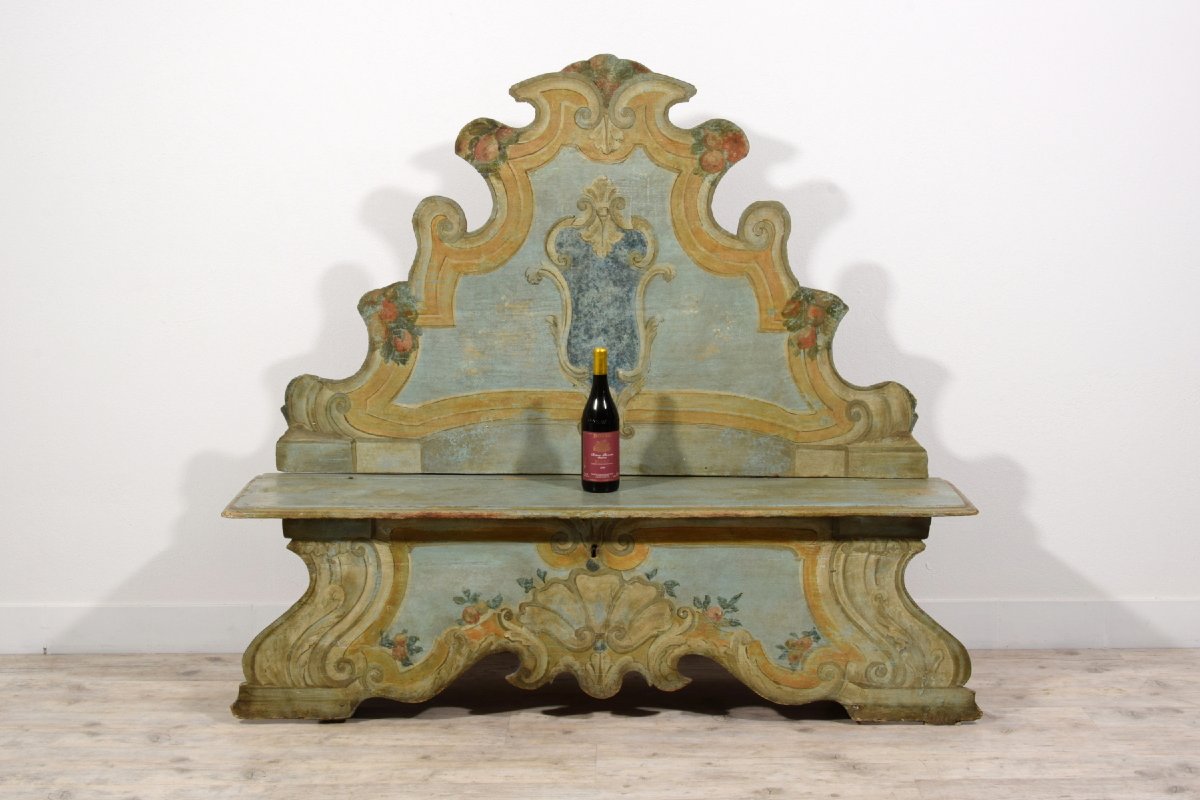  Banc en bois laqué, Vénétie, première moitié du XVIIIᵉ siècle-photo-1
