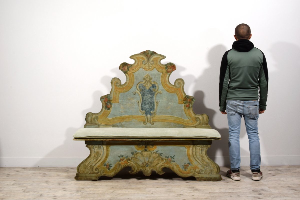  Banc en bois laqué, Vénétie, première moitié du XVIIIᵉ siècle-photo-6