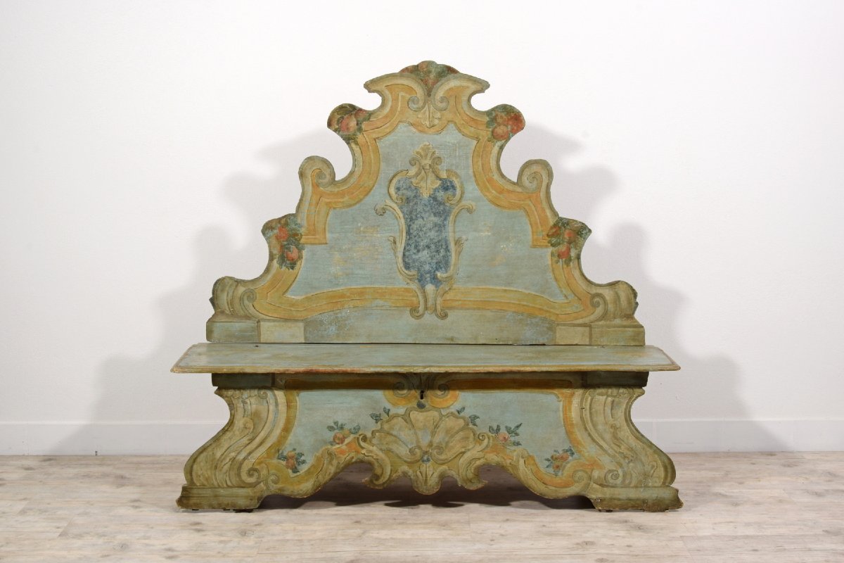 Banc en bois laqué, Vénétie, première moitié du XVIIIᵉ siècle-photo-7