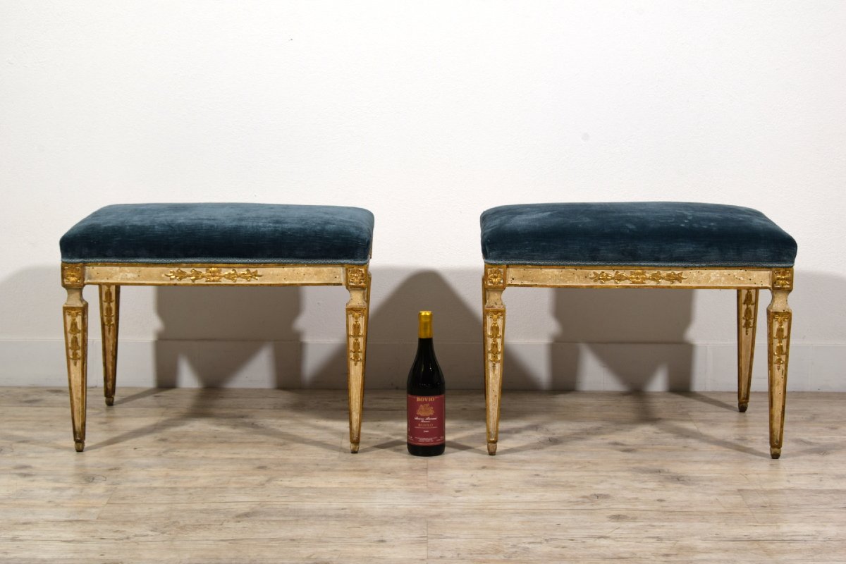 Paire de tabourets néoclassiques, Naples, fin du XVIIIe siècle-photo-1