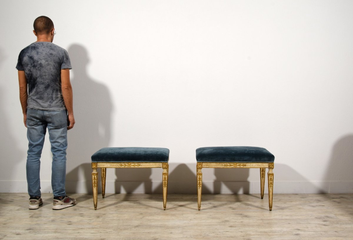 Paire de tabourets néoclassiques, Naples, fin du XVIIIe siècle-photo-6