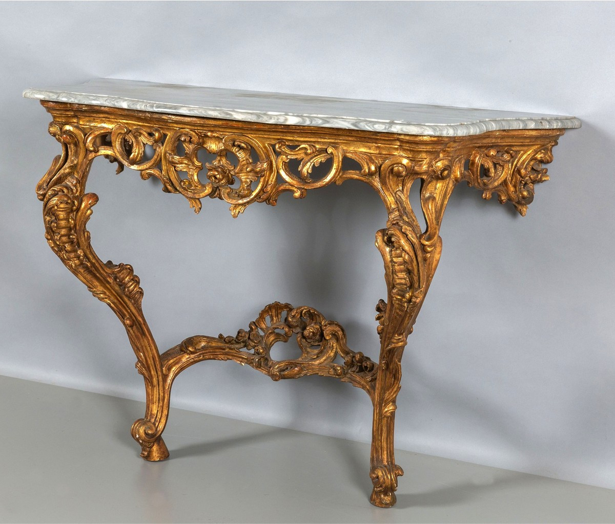 Carved And Gilded Wooden Console, Italy, Barocchetto Period, Mid-18th Century