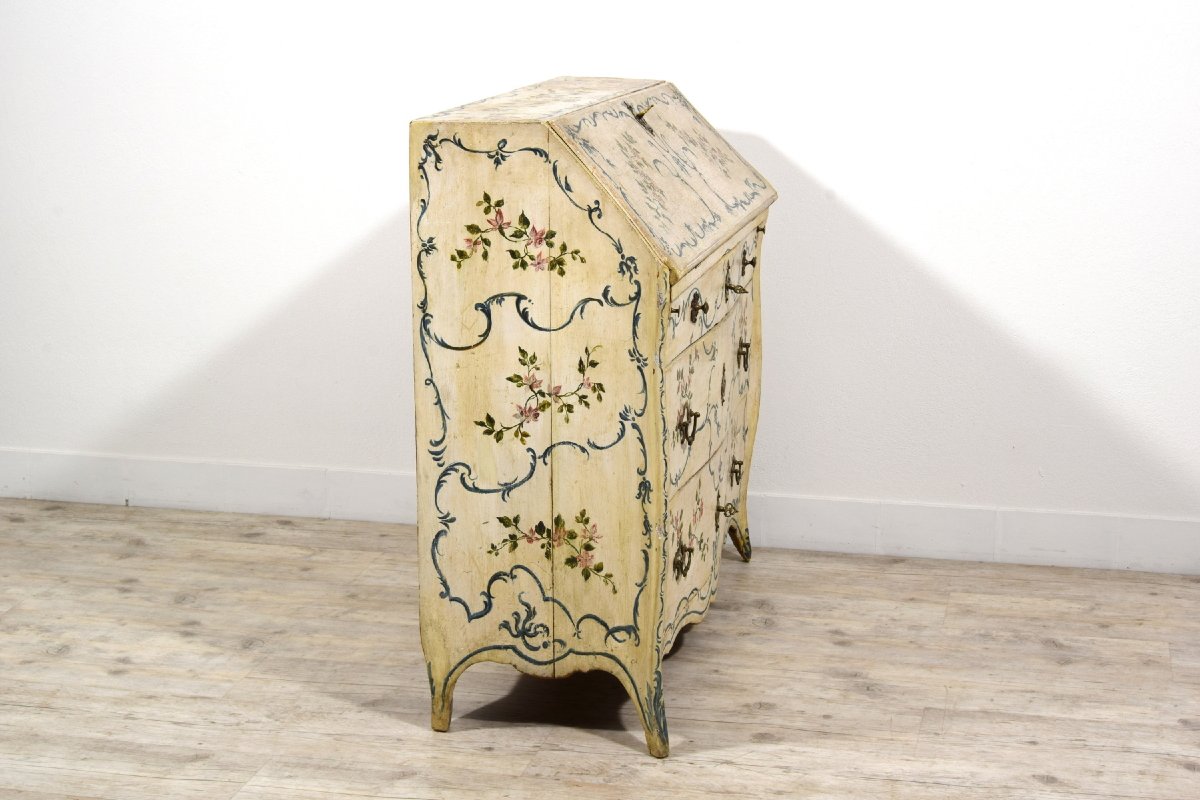 Mid-18th Century, Italian Rococo Lacquered Wood Drop-front Chest Of Drawers -photo-4