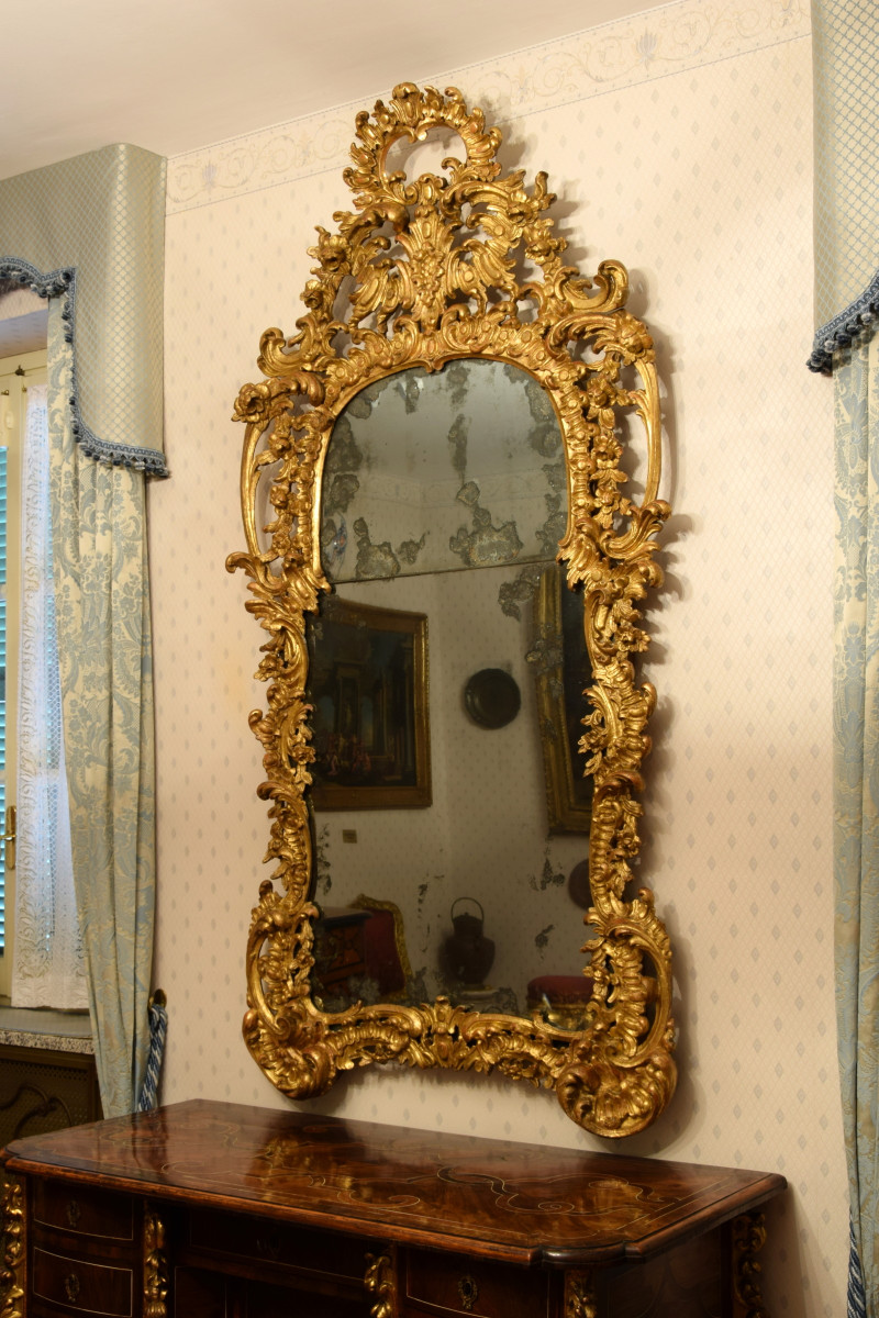 Miroir baroque en bois sculpté et doré, Turin, milieu du XVIIIe siècle-photo-3