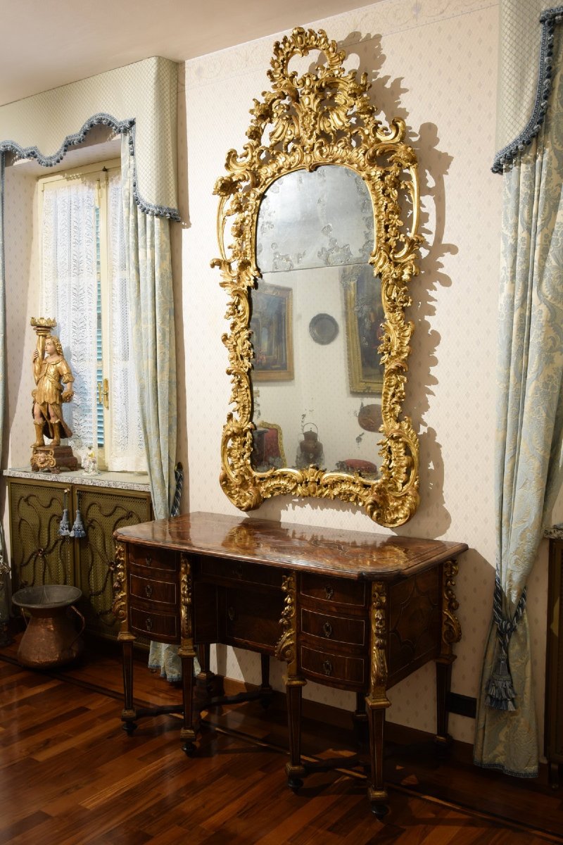 Miroir baroque en bois sculpté et doré, Turin, milieu du XVIIIe siècle-photo-6