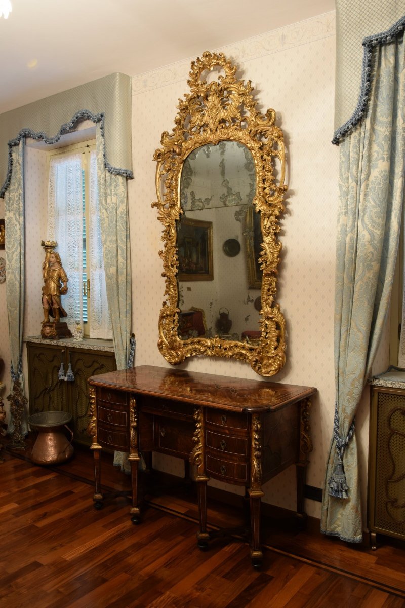 Miroir baroque en bois sculpté et doré, Turin, milieu du XVIIIe siècle-photo-7