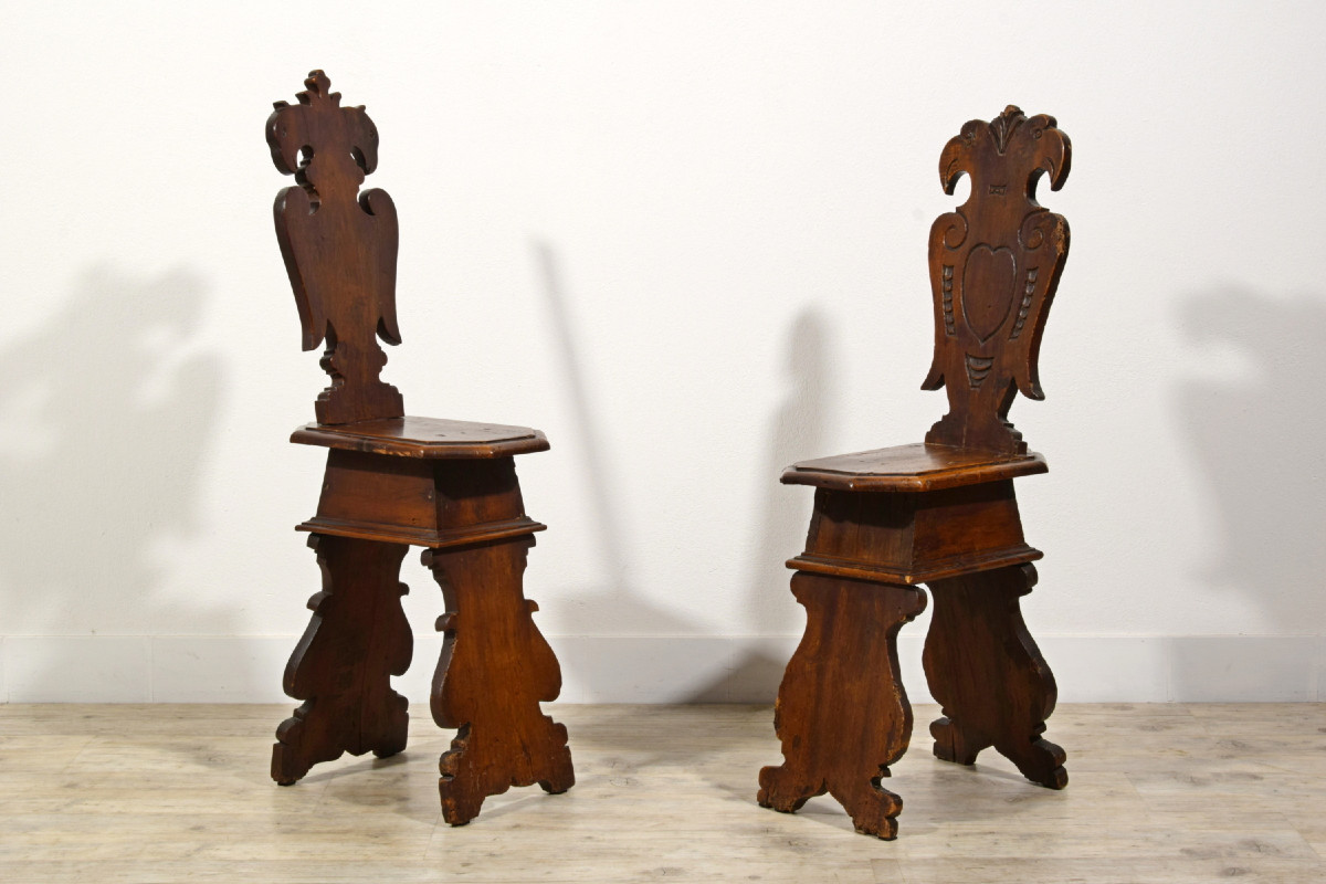Two Walnut Stools, Tuscany, Early 18th Century-photo-2