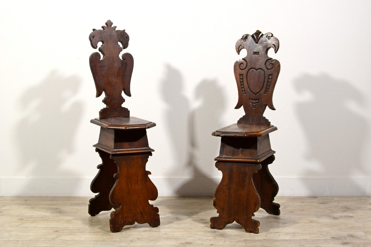 Two Walnut Stools, Tuscany, Early 18th Century