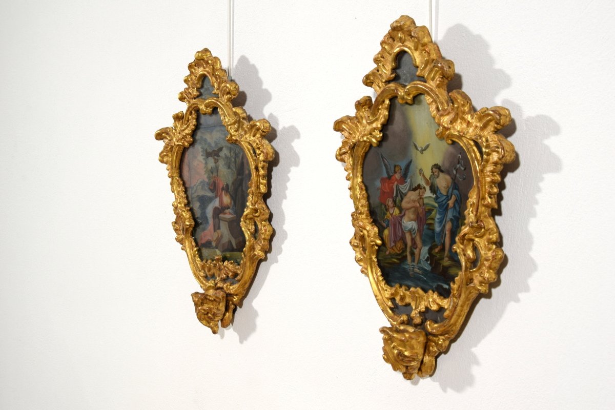 Pair Of Oil On Glass Paintings, Michele Antonio Milocco, Italy, 18th Century-photo-5