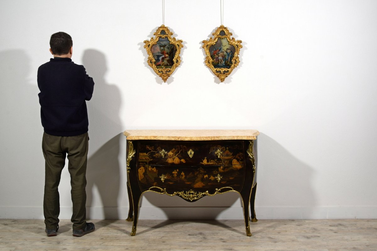 Pair Of Oil On Glass Paintings, Michele Antonio Milocco, Italy, 18th Century-photo-6