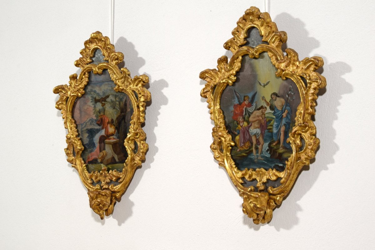 Pair Of Oil On Glass Paintings, Michele Antonio Milocco, Italy, 18th Century-photo-7