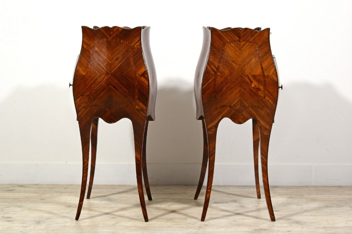 Pair Of Veneered Small Cabinets, Genoa, Barocchetto Style, Late 19th Century-photo-2