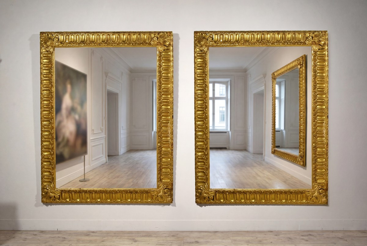 Pair Of Tuscany Baroque Giltwood Mirrors, Mid 18th Century
