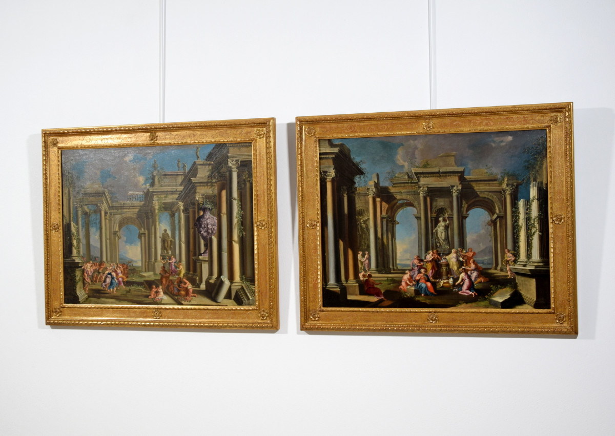 Pair Of Architectural Capriccios, 17th Century, Alberto Carlieri (rome, 1672–1720)-photo-2
