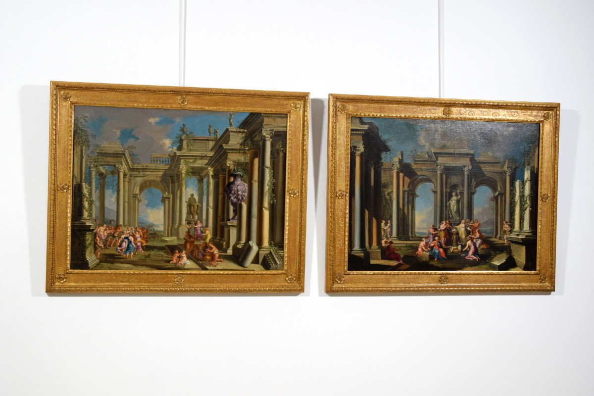Pair Of Architectural Capriccios, 17th Century, Alberto Carlieri (rome, 1672–1720)-photo-3