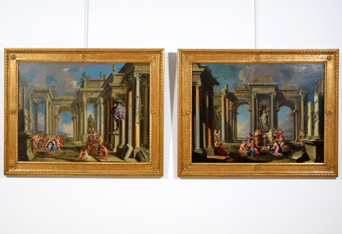 Pair Of Architectural Capriccios, 17th Century, Alberto Carlieri (rome, 1672–1720)-photo-4