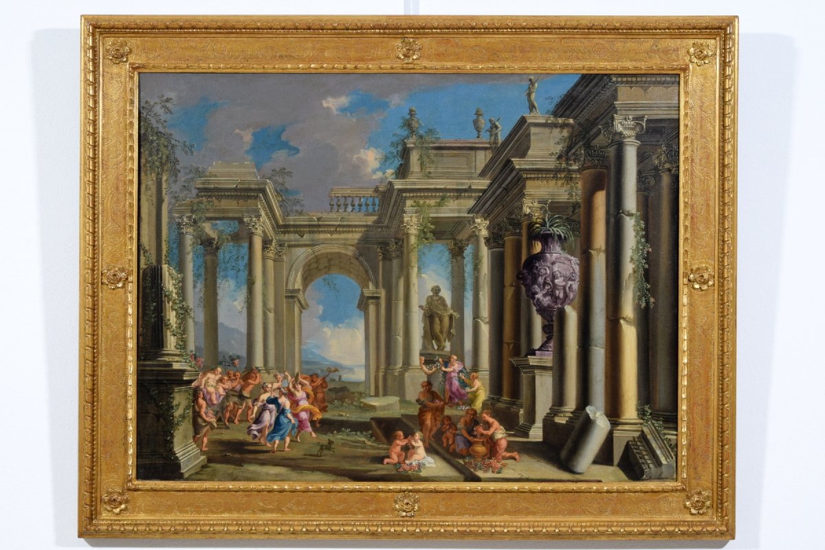 Pair Of Architectural Capriccios, 17th Century, Alberto Carlieri (rome, 1672–1720)-photo-2