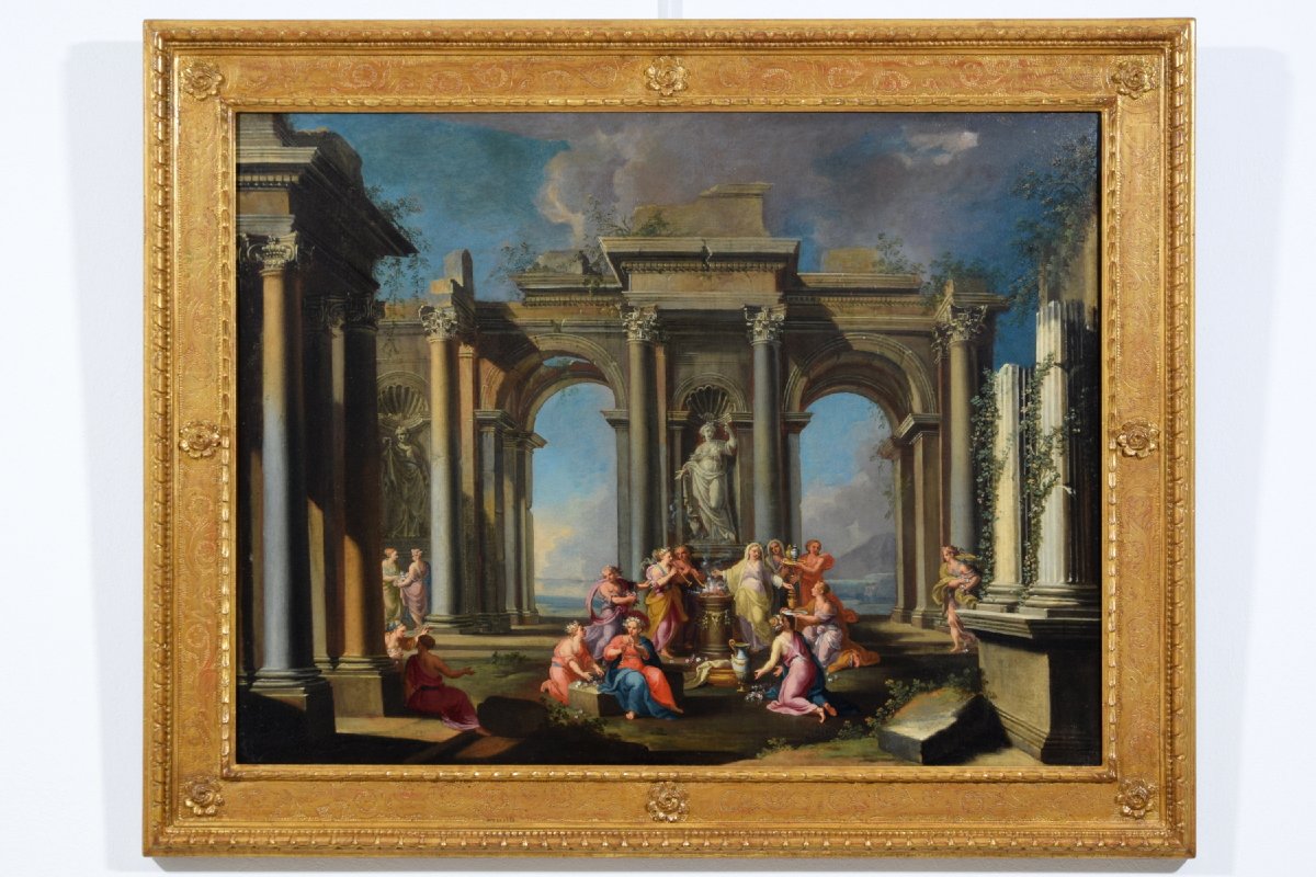 Pair Of Architectural Capriccios, 17th Century, Alberto Carlieri (rome, 1672–1720)-photo-3
