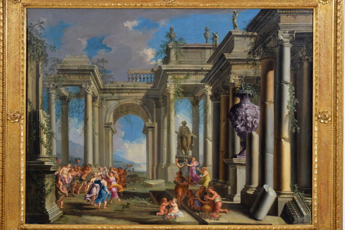 Pair Of Architectural Capriccios, 17th Century, Alberto Carlieri (rome, 1672–1720)-photo-4