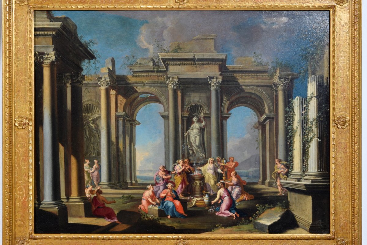 Pair Of Architectural Capriccios, 17th Century, Alberto Carlieri (rome, 1672–1720)-photo-5