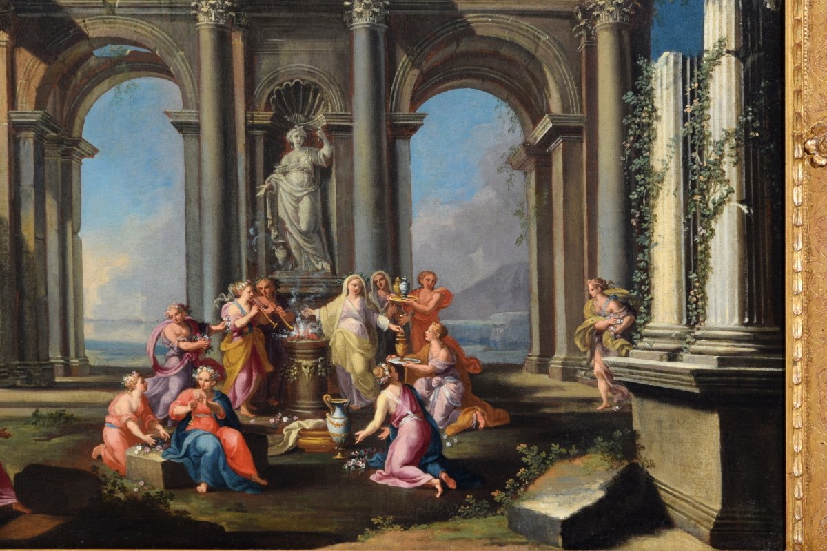 Pair Of Architectural Capriccios, 17th Century, Alberto Carlieri (rome, 1672–1720)-photo-8