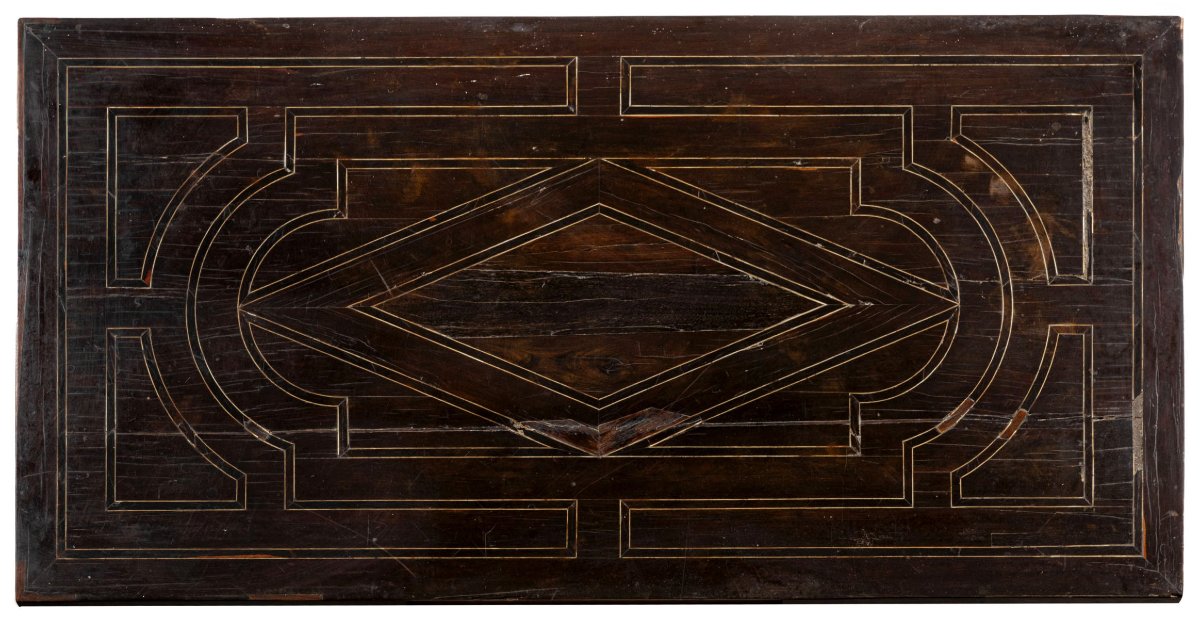 Pair Of Solid Wood Tables With Veneered And Inlaid Top, Tuscany, Early 18th Century-photo-1