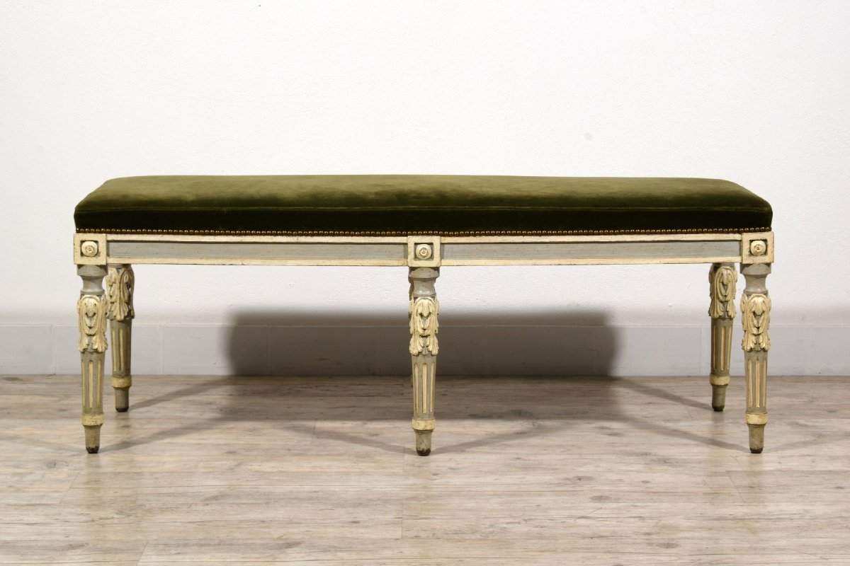 Neoclassical Lacquered Wood Bench, Piedmont, Late 18th Century-photo-2
