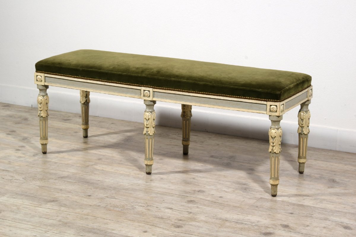 Neoclassical Lacquered Wood Bench, Piedmont, Late 18th Century-photo-3