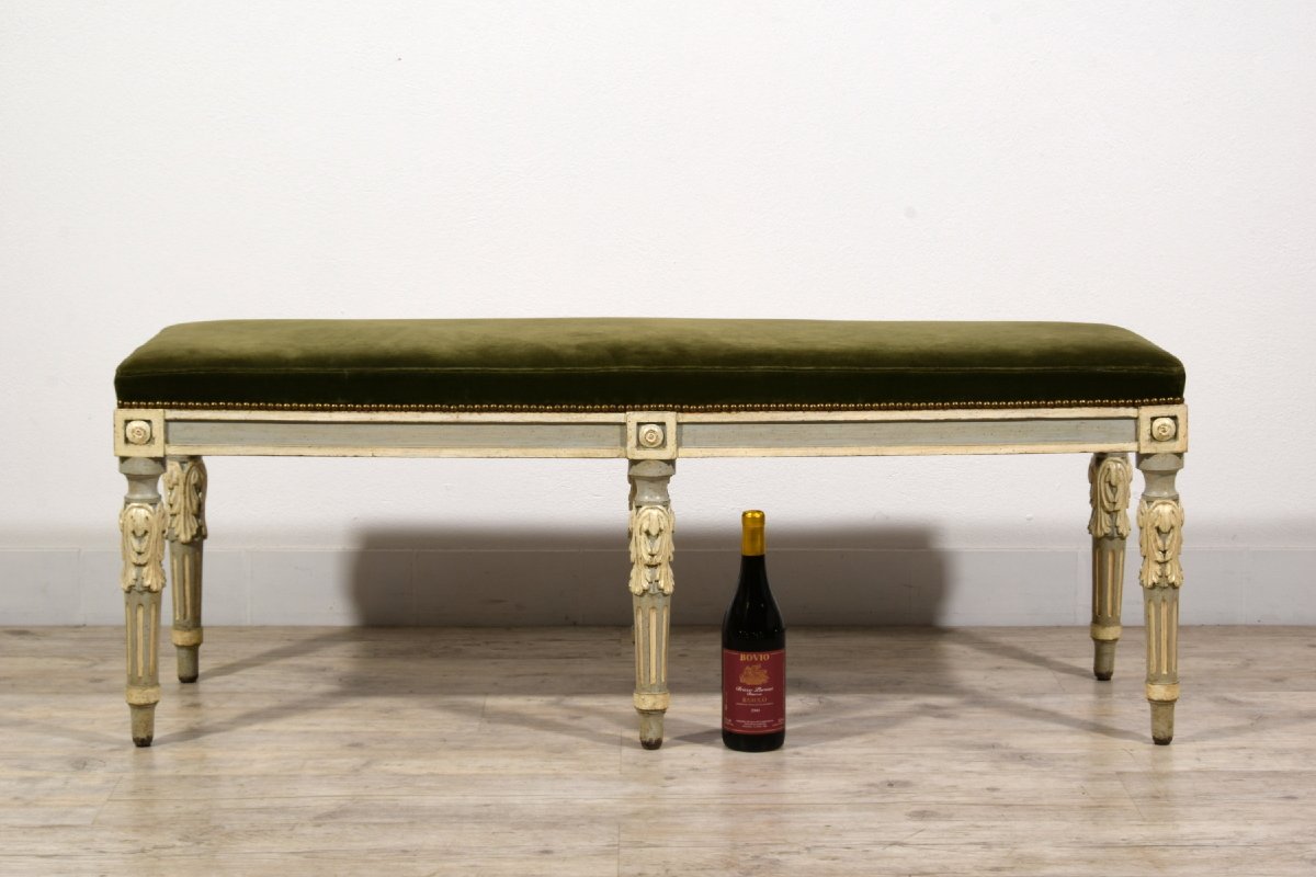 Neoclassical Lacquered Wood Bench, Piedmont, Late 18th Century-photo-1