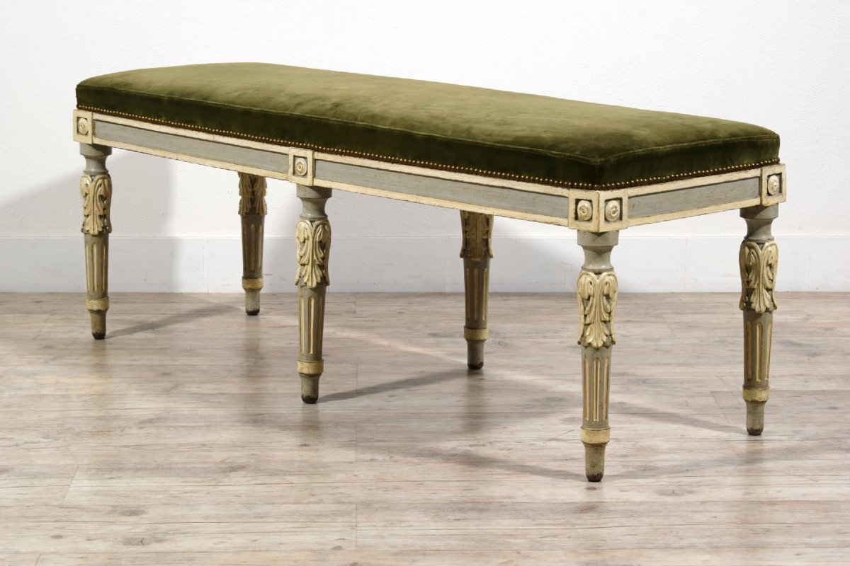 Neoclassical Lacquered Wood Bench, Piedmont, Late 18th Century-photo-2