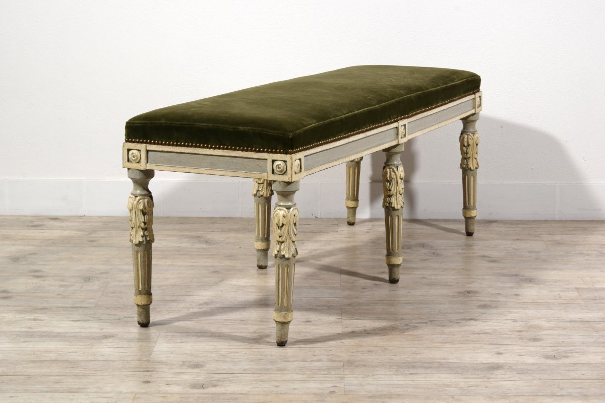 Neoclassical Lacquered Wood Bench, Piedmont, Late 18th Century-photo-3