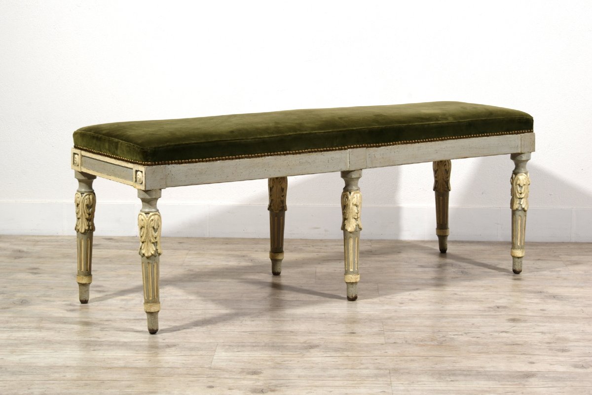 Neoclassical Lacquered Wood Bench, Piedmont, Late 18th Century-photo-5